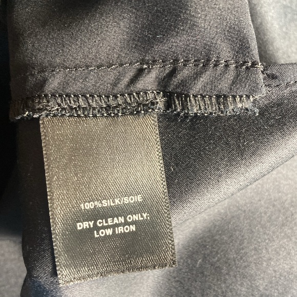 Lafayette 148 Navy Black Silk Combo Draped Long Sleeve Top Medium - Picture 4 of 9